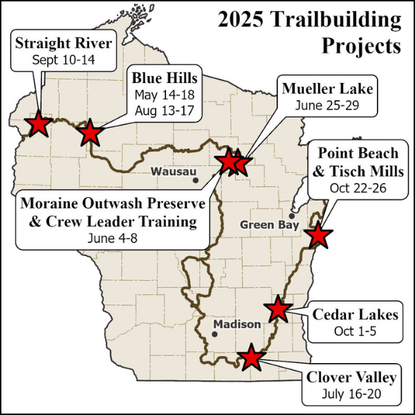 2025 Trailbuilding Projects Map Ice Age Trail Alliance