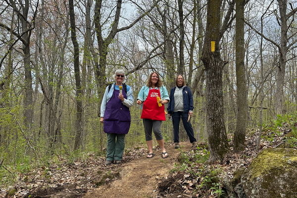 A crew blazes rerouted Ice Age Trail. Photo by Lisa Szela.