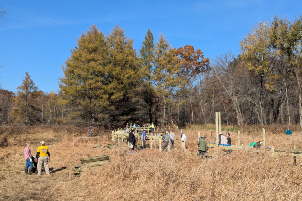 122 dedicated volunteers generously donated 2,333 service hours to build a more than 800-foot-long boardwalk on John Muir Preserve and blazed two miles of Trail through Montello. Photo by Dave Caliebe.