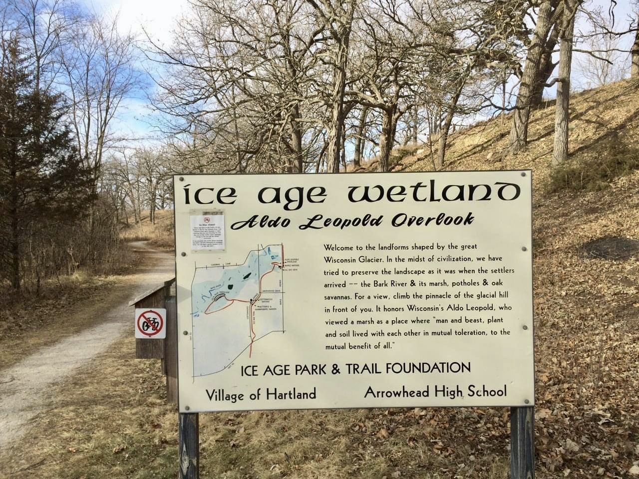 Sign for the Aldo Leopold Overlook near the Hartland Marsh