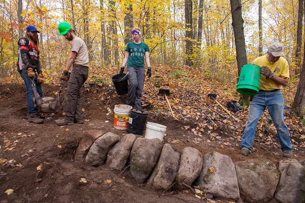 Volunteers build new trail on the Firth Lake Segment of the Ice Age Trail. (photo by Cameron Gillie)