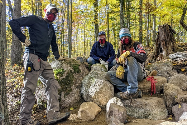 Ice Age Trail Alliance, Ice Age National Scenic Trail, Ringle Segment, Marathon County, Mobile Skills Crew event, Reconnect initiative, Stormy Kromer masks