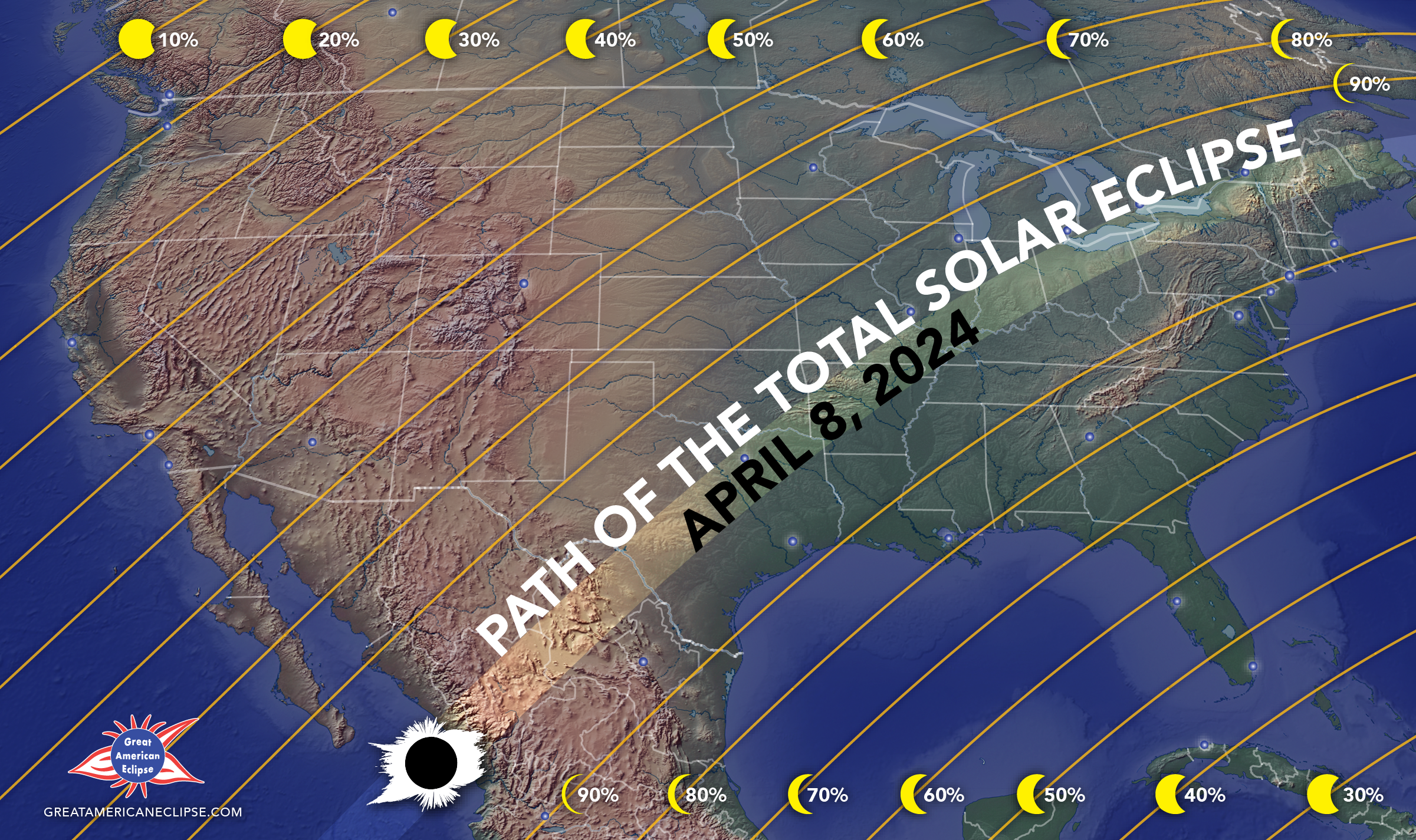 This graphic shows the path of the solar eclipse over the United States.